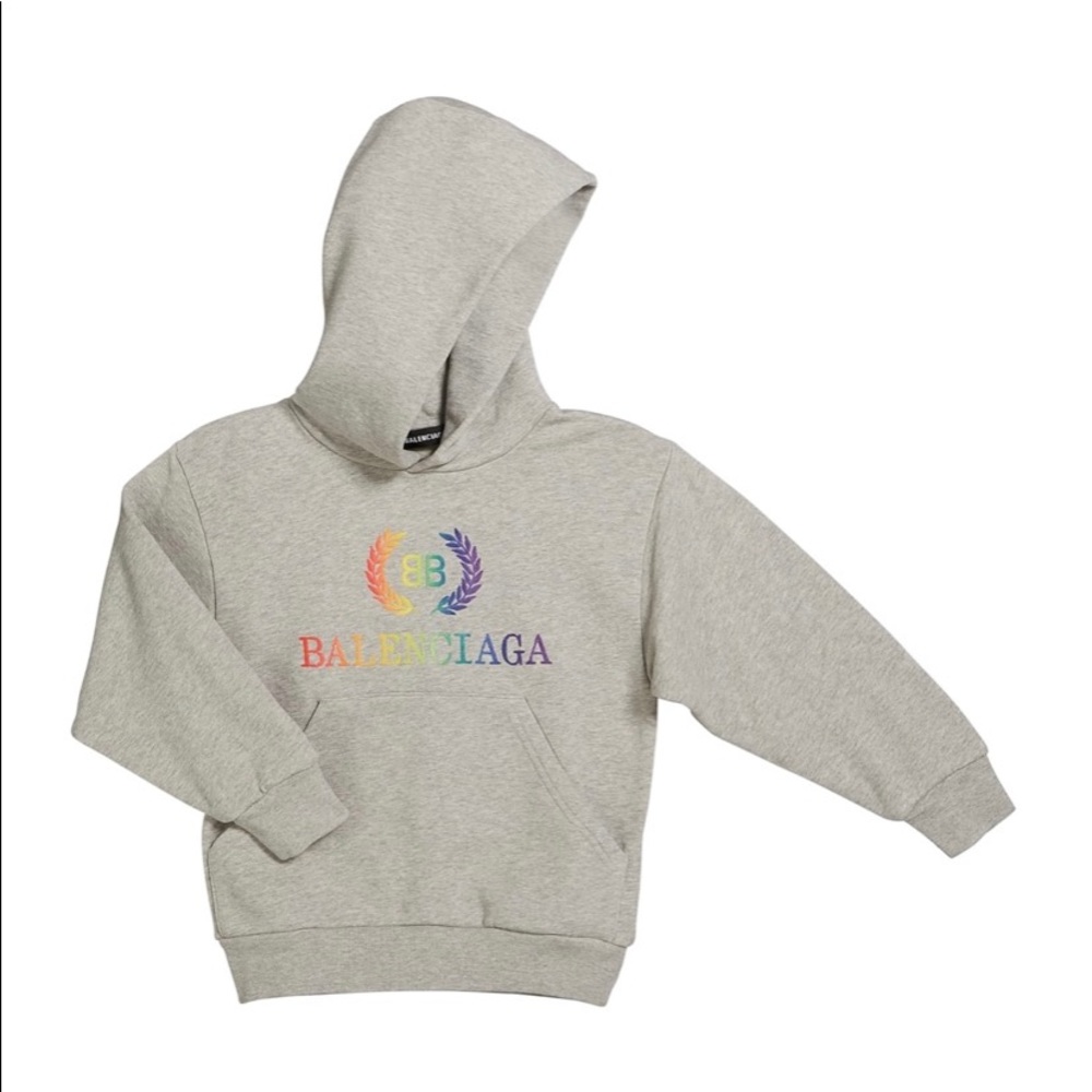 Balenciaga Rainbow Crest Hoodie Kids Sweater 2T
